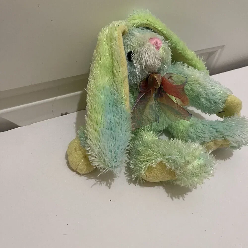 Atico International Green Tie Dye Fuzzy Bunny Rabbit Plush 7